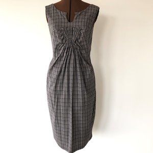 Sleeveless Check dress with Bodice Pleating detail